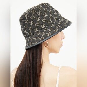 Gucci Monogram Black and Cream Bucket Hat